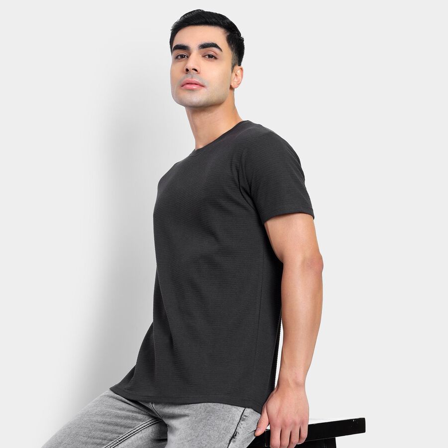 Men's Round Neck Half Sleeves T-Shirt , Dark Grey, large image number null